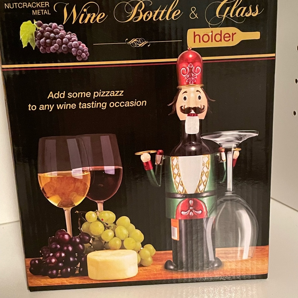 Wine bottle and glass holder